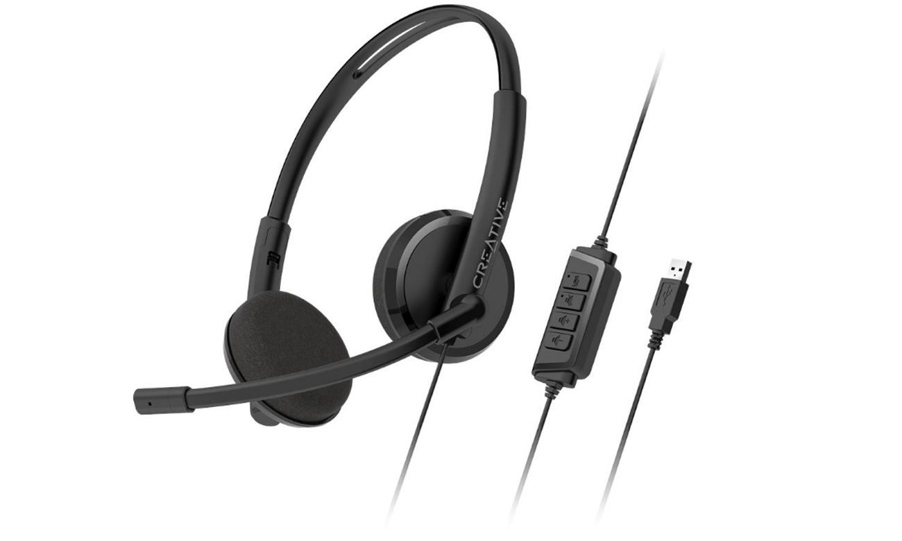 Creative Headset HS-220 - Угловой вид спереди + кабели