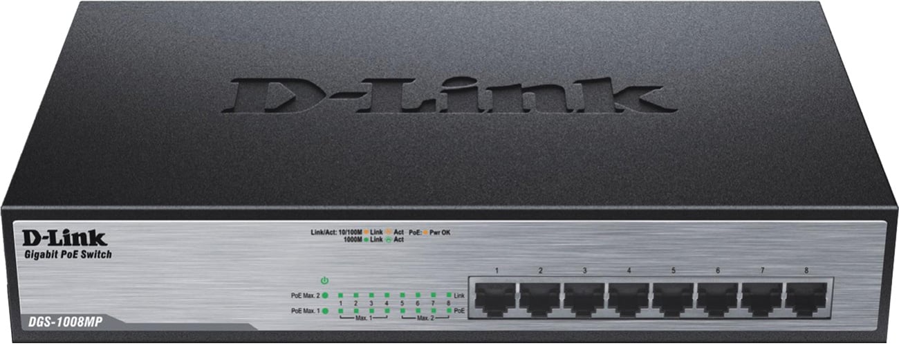 Комутатор D-Link 8p DGS-1008MP (8x10/100/1000Mbit PoE+) DGS-1008MP