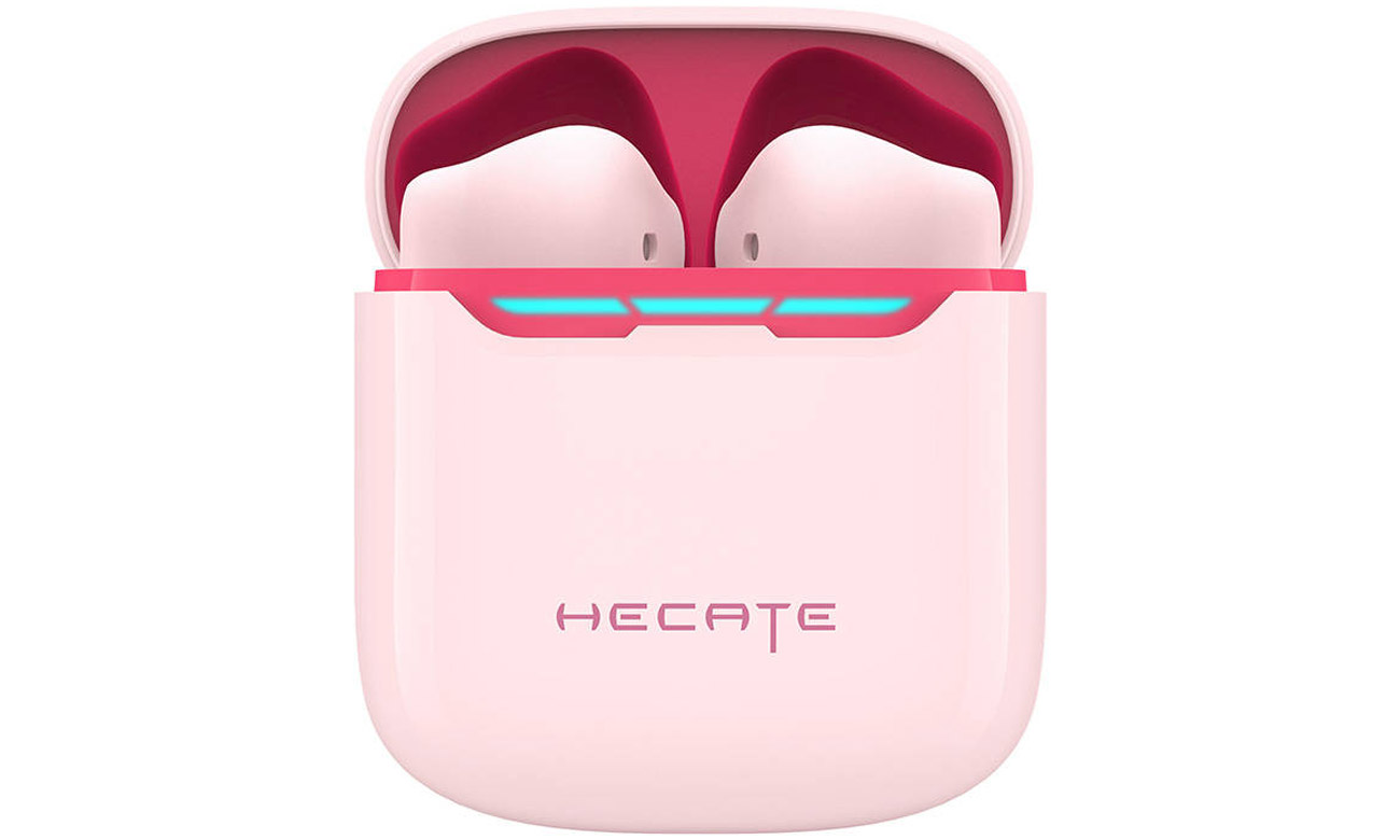 Бездротові навушники Edifier HECATE GM3 Plus Pink - Вид спереду з футляром