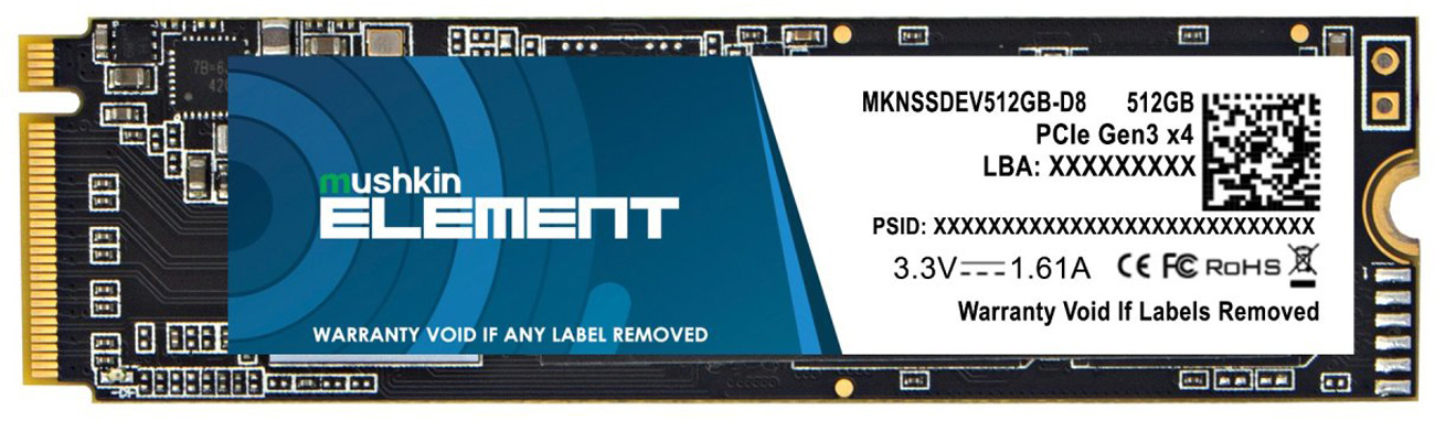 Mushkin Element 512 ГБ M.2 PCIe NVMe SSD – вид спереди