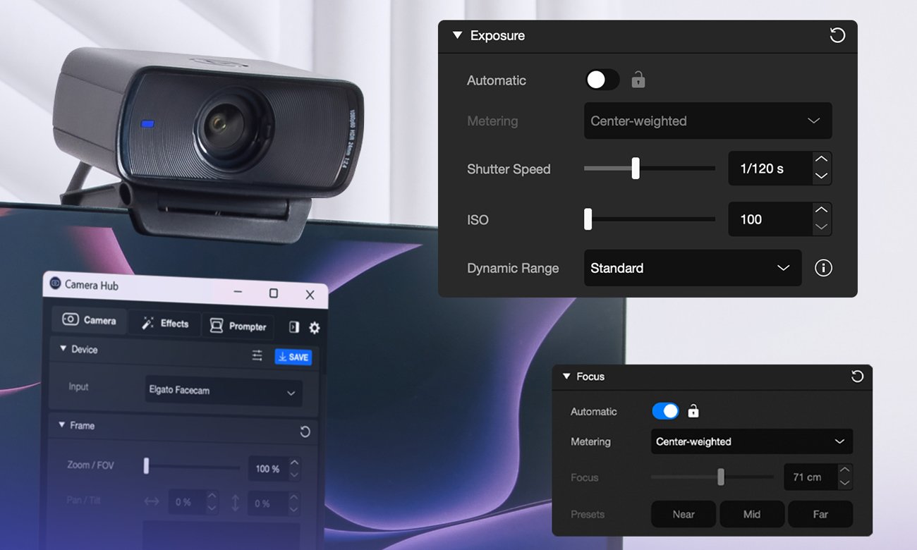 Веб-камера Elgato Facecam MK.2 - легко змінювати налаштування камери