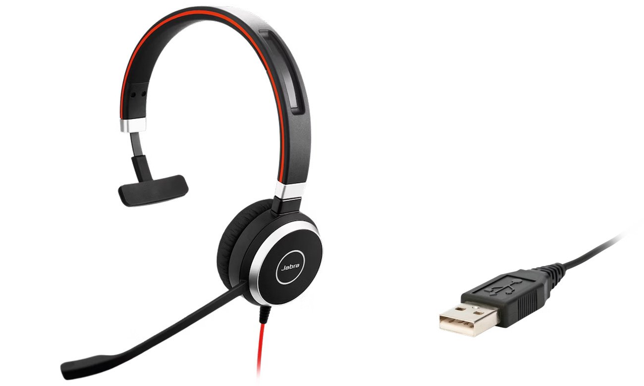 Гарнітура Jabra Evolve 40 Mono USB-A UC – кутовий вид спереду