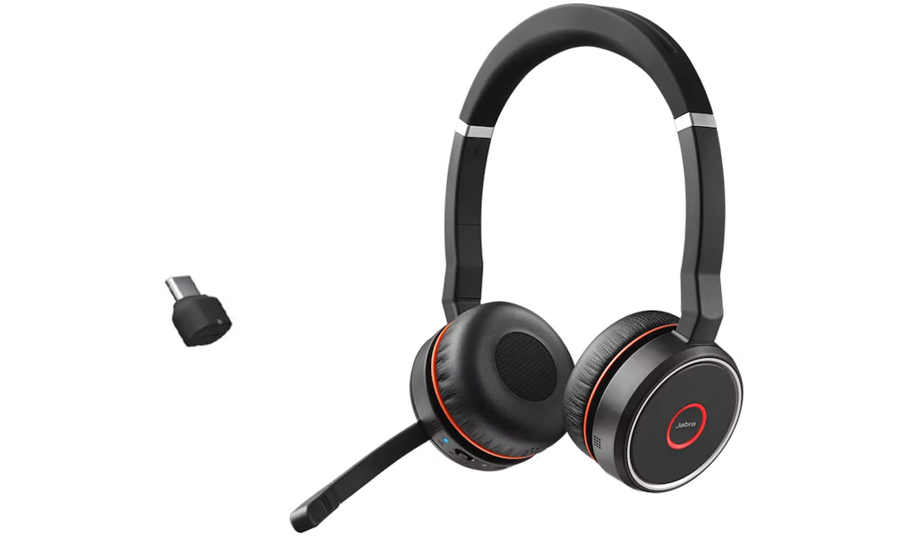 Гарнітура Jabra Evolve 75 Stereo SE MS + адаптер USB-C - кутовий вид спереду