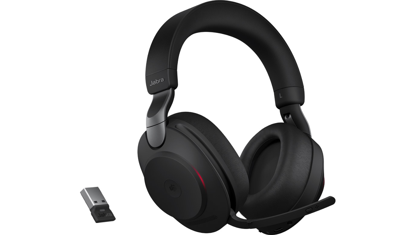 Стереогарнiтура Jabra Evolve2 85 UC + адаптер USB-A - кутовий вид спереду