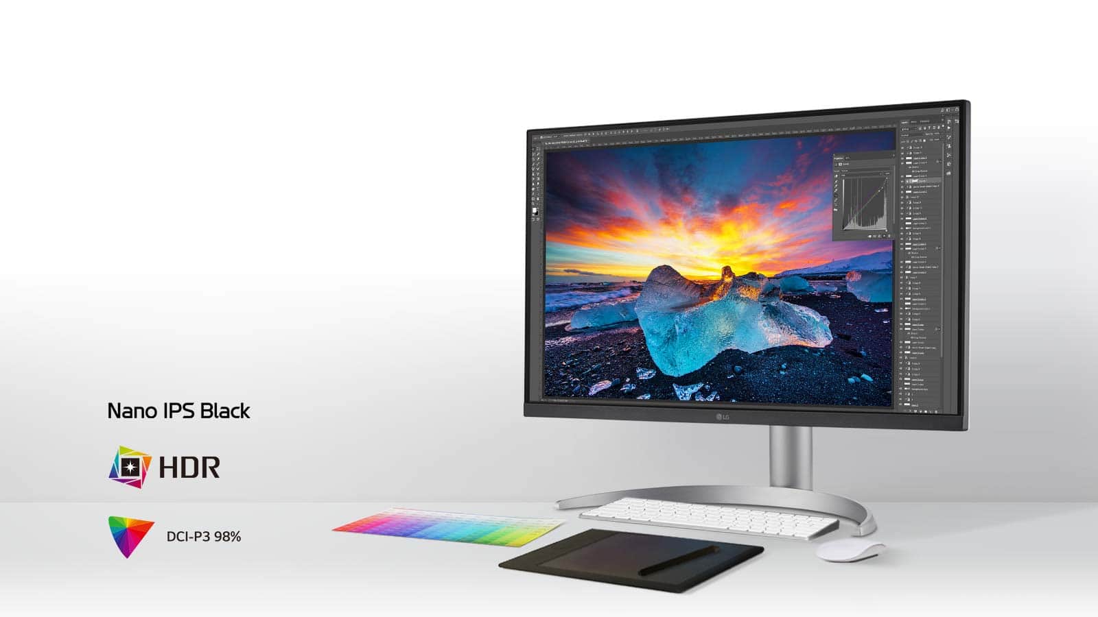 27-дюймовий UHD 4K (3840x2160) Nano IPS Black дисплей забезпечує виняткове зображення та точне відтворення кольорів за допомогою DCI-P3 98% (тип.).