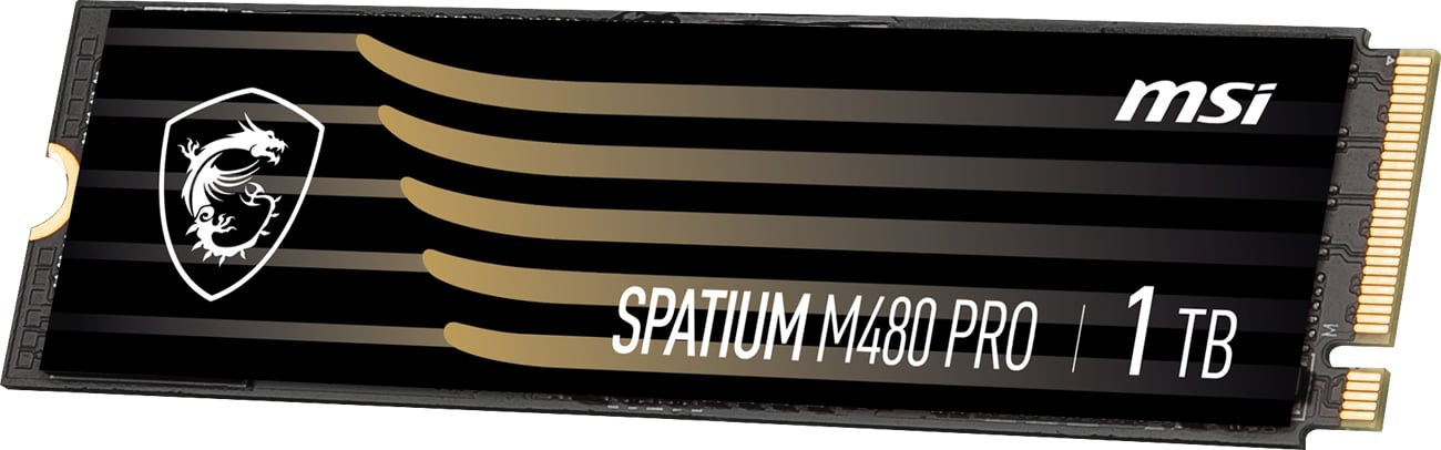 Твердотільний накопичувач MSI Spatium M480 Pro Gen4 NVMe 1 ТБ M.2 - кутовий вид спереду