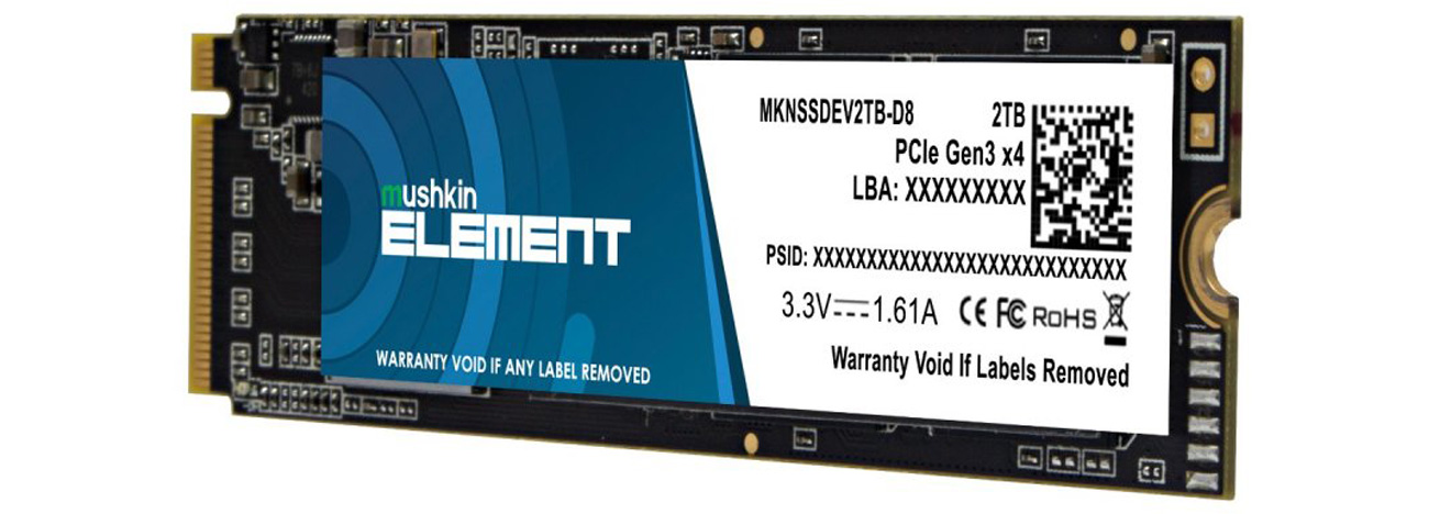 Твердотельный накопитель Mushkin Element 2 ТБ M.2 PCIe NVMe – вид спереди под углом