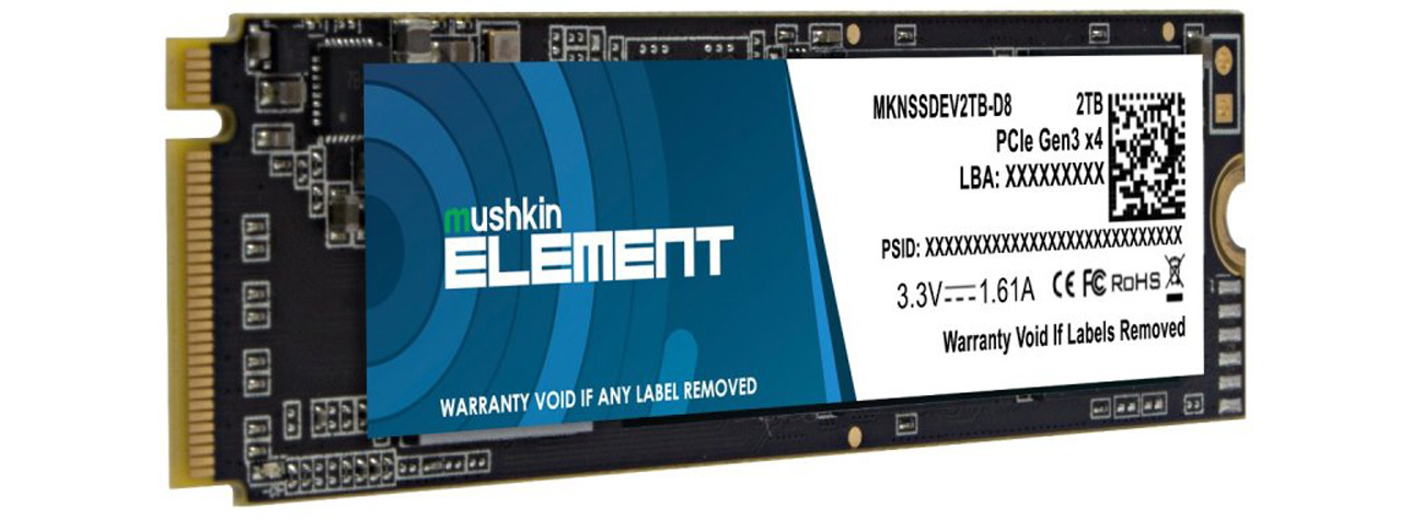 Твердотельный накопитель Mushkin Element 2 ТБ M.2 PCIe NVMe – вид спереди под углом