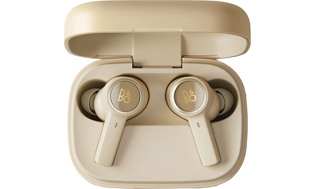 Беспроводные наушники Bang&,, Olufsen Beoplay EX Gold Tone - Вид на наушники в кейсе сверху