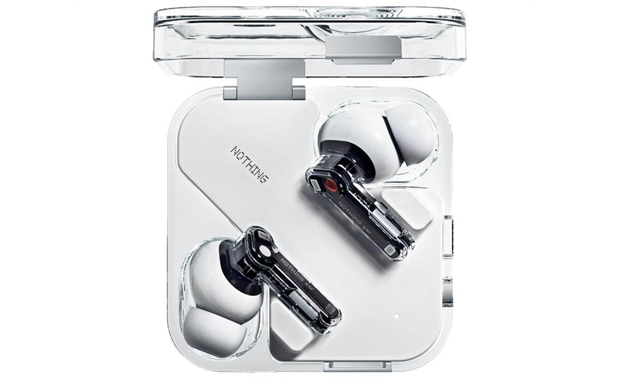 Бездротові навушники Nothing Ear White - вид зверху з відкритим зарядним футляром