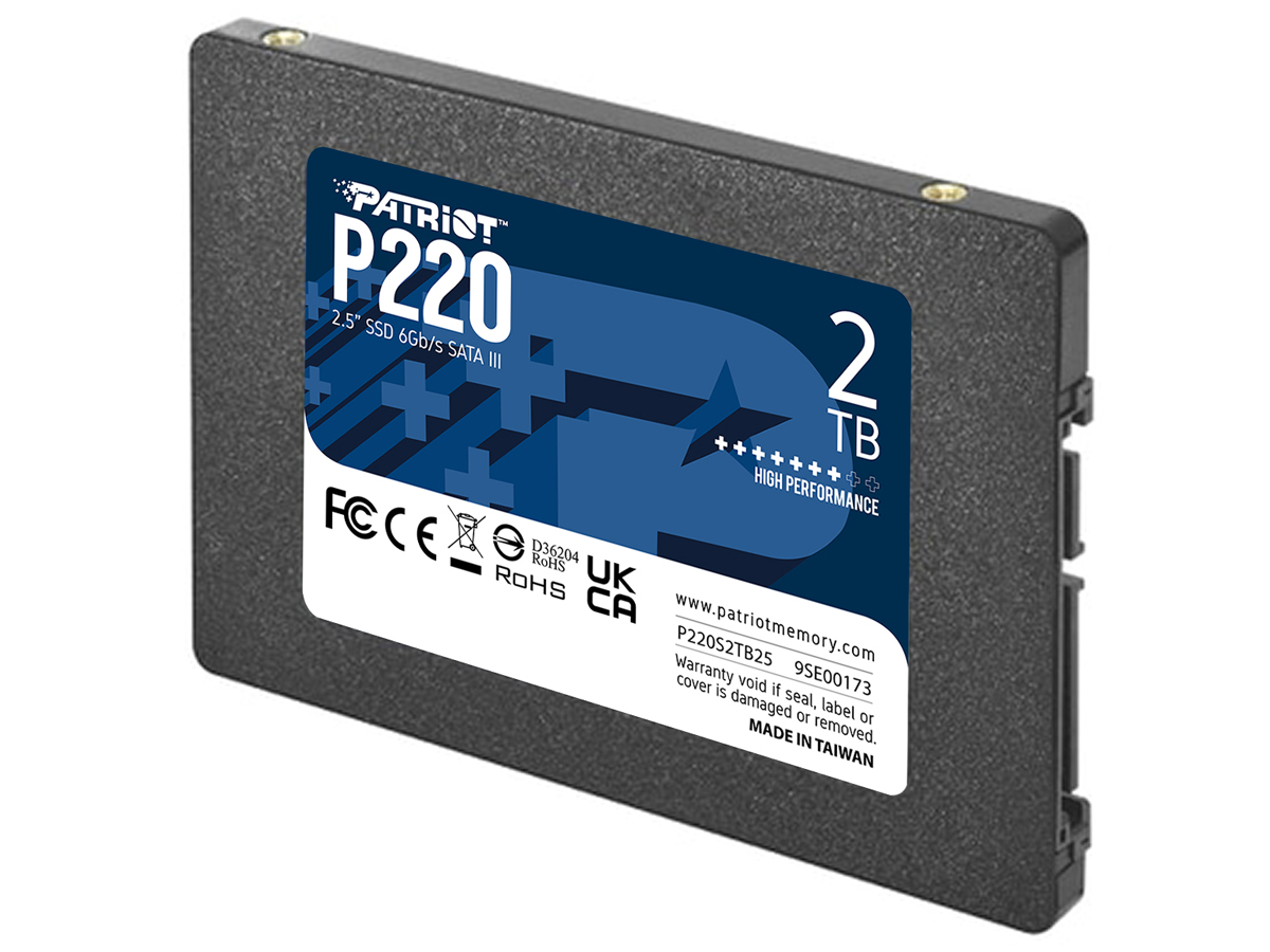 Patriot P220 2TB 2.5',', SATA III SSD - Кутовий вид спереду