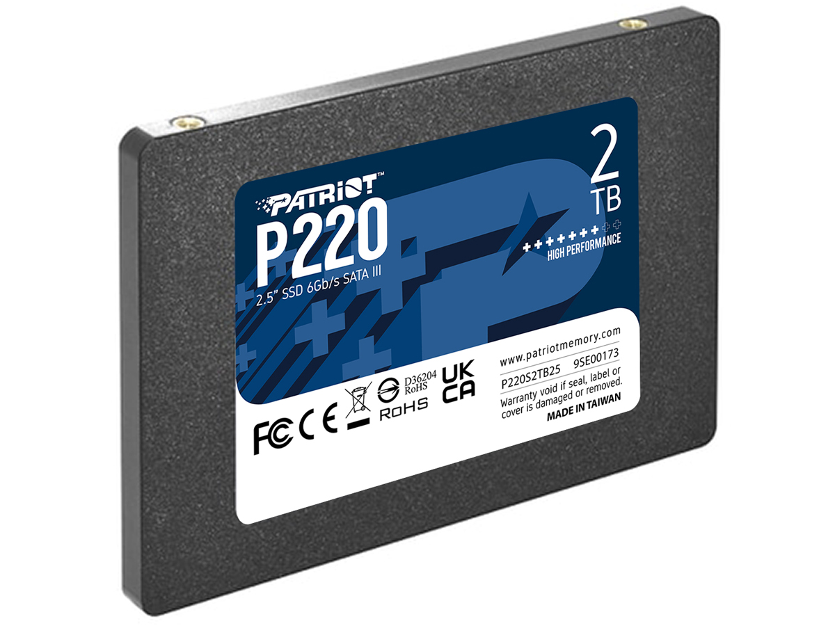 Patriot P220 2TB 2.5',', SATA III SSD - Кутовий вид спереду