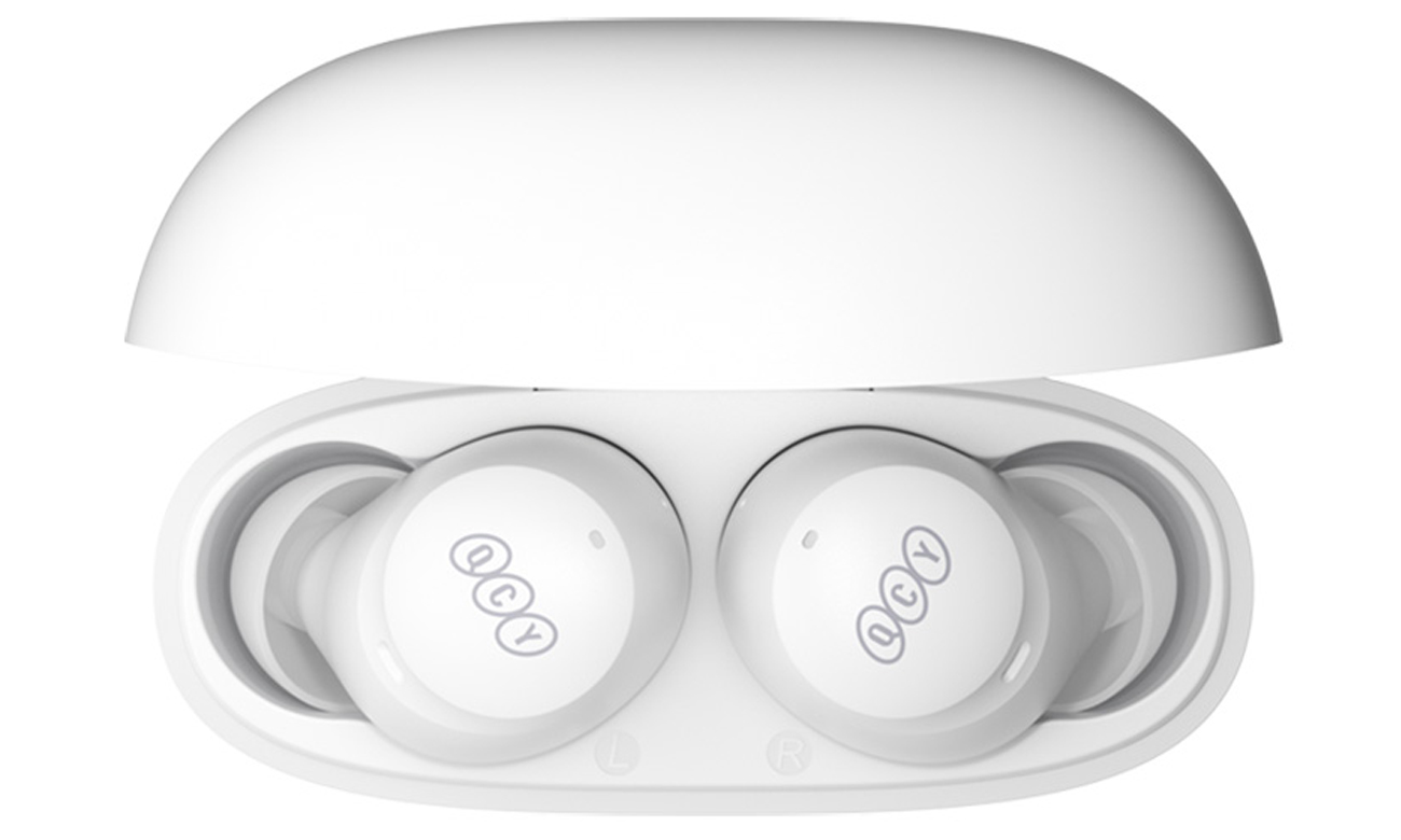 Бездротові навушники QCY HT07 ANC білі - вид зверху з відкритим зарядним футляром
