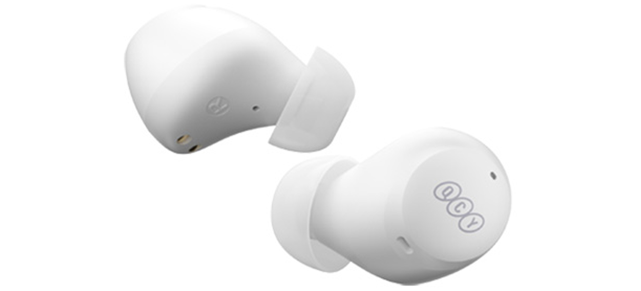 Бездротові навушники QCY HT07 ANC білі - вигляд лівого та правого навушників