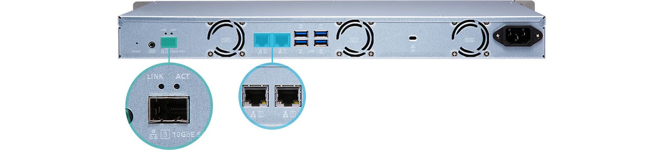 QNAP TS-431XeU-8G SFP и порты Ethernet