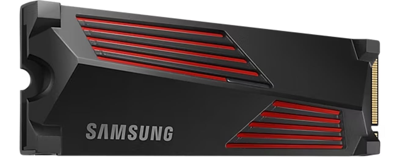 Твердотiльний накопичувач Samsung 990 PRO з радiатором 2 ТБ M.2 – вид спереду пiд кутом