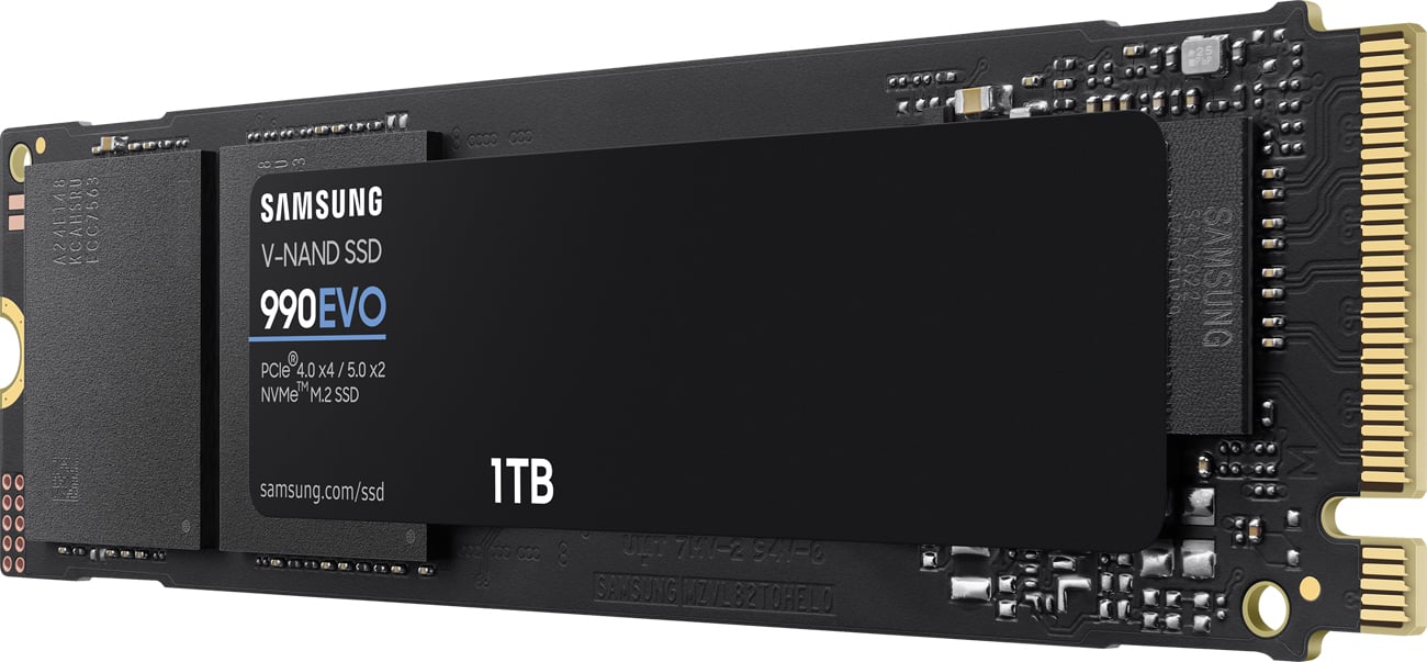 Твердотельный накопитель Samsung Evo 990 1 ТБ M.2 PCIe Gen5 NVMe – угловой вид спереди