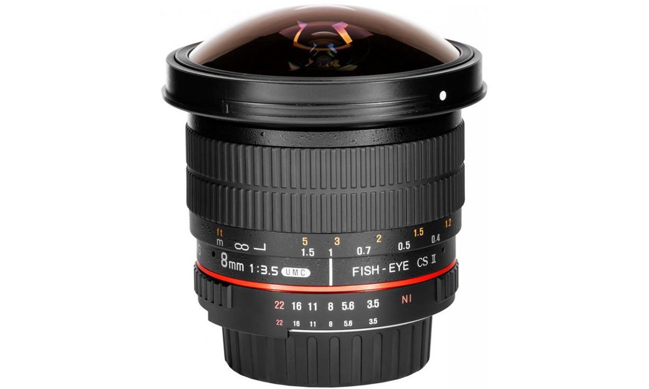 Объективы Samyang 8mm F3.5 AE FISH EYE CS II Nikon с фиксированным фокусным кадром