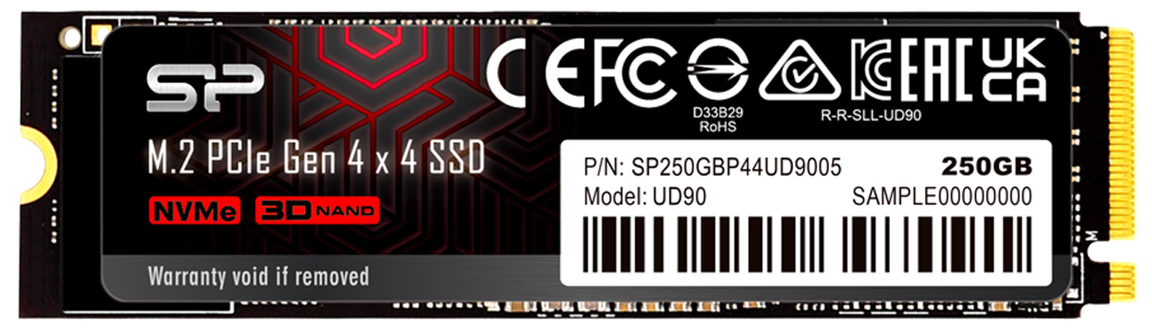 SSD M.2 Silicon Power UD90 250 ГБ – вид спереду