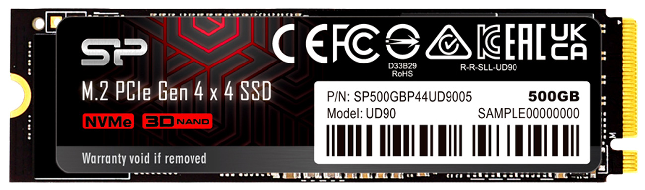 SSD M.2 Silicon Power UD90 500 ГБ – вид спереду