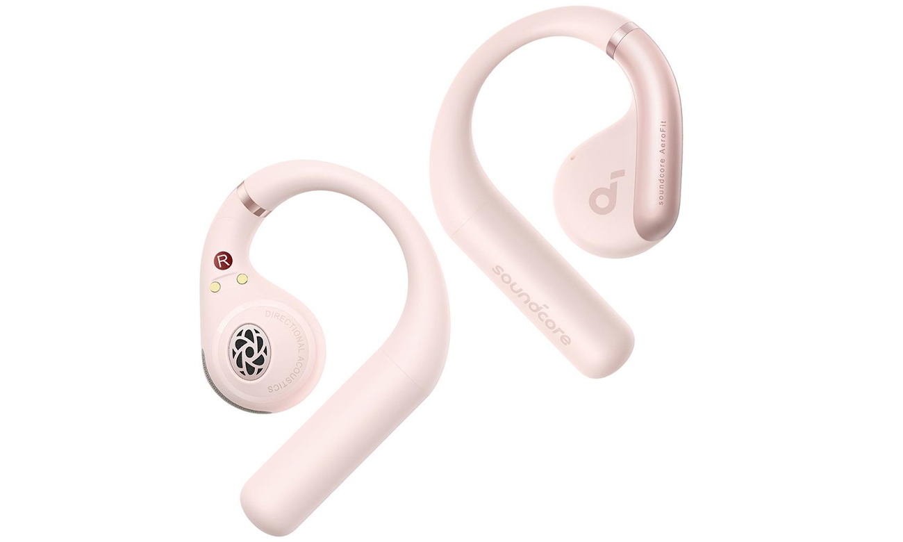 Беспроводные наушники SoundCore AeroFit Pink – вид левого и правого наушников