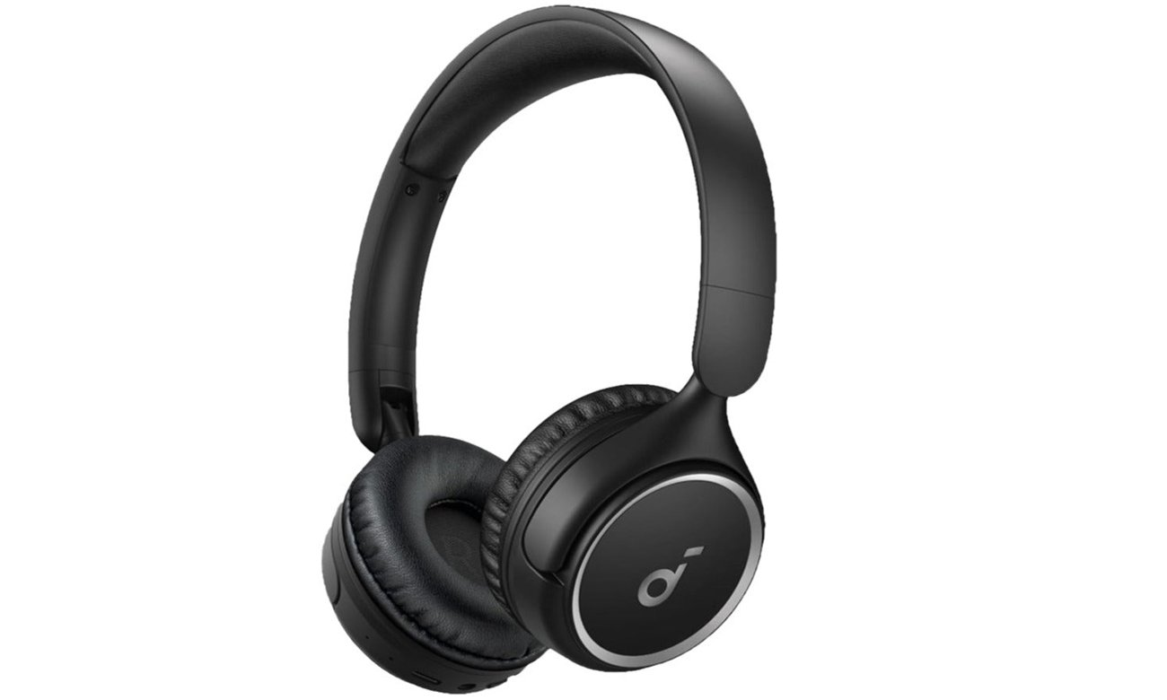 Беспроводные накладные наушники SoundCore H30i черные – вид спереди под углом