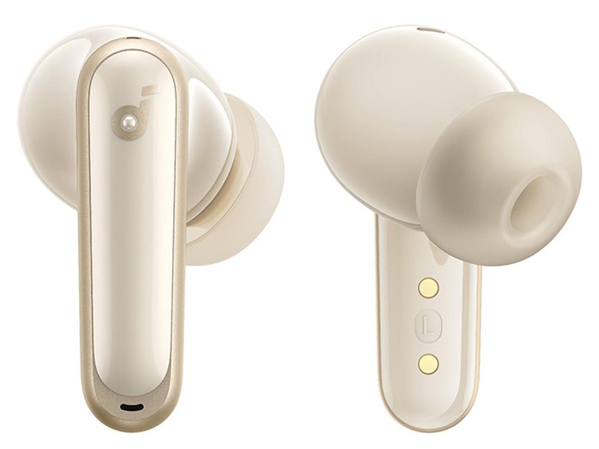 Беспроводные наушники SoundCore P40i белые – вид левого и правого наушников.