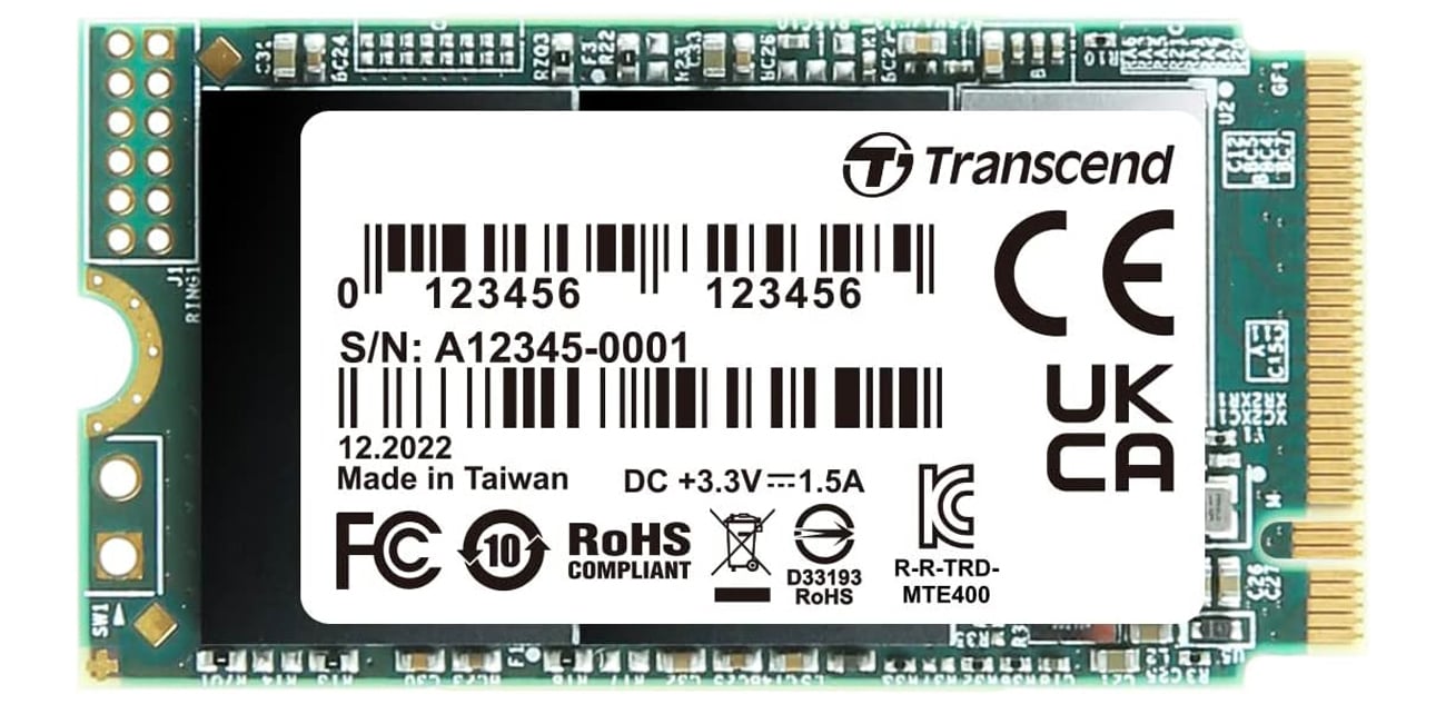 Transcend 400S PCIe NVMe M.2 SSD – вид спереду