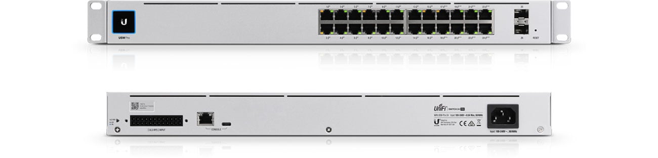 Переключатель Ubiquiti 26p USW-PRO-24-EU - Передний, задний