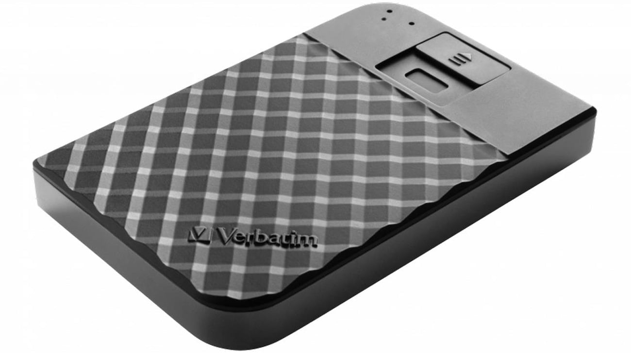 Защищенный внешний жесткий диск Verbatim Executive Fingerprint Secure Black – вид спереди под углом