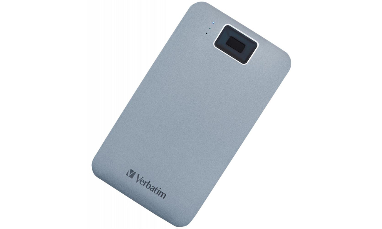 Внешний жесткий диск Verbatim Executive Fingerprint Secure Space Grey – вид спереди под углом