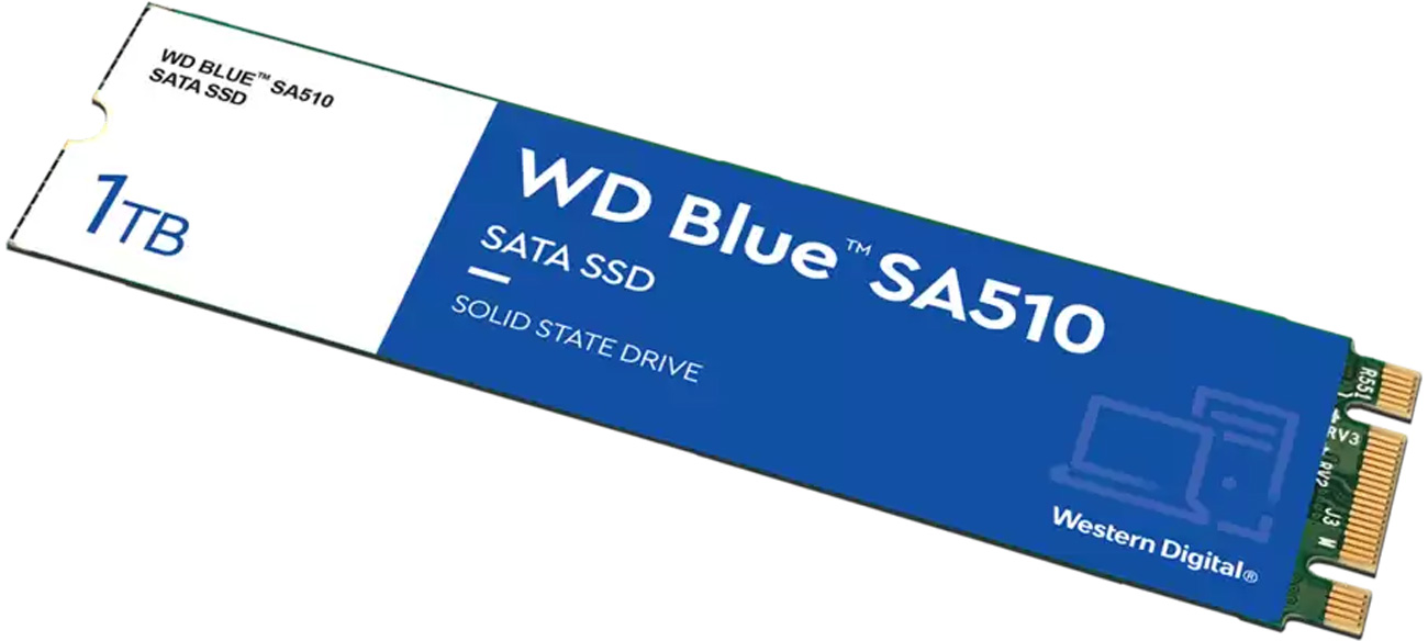 Твердотiльний накопичувач WD Blue SA510 1 ТБ M.2 – вид спереду пiд кутом