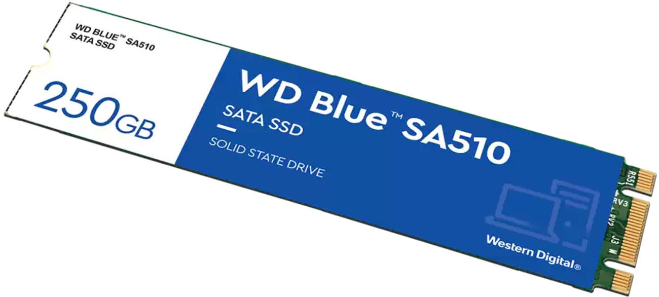 WD Blue SA510 250 ГБ M.2 SSD – кутовий вид спереду